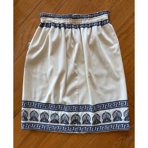 Bohemian Midi Skirt Women MED White Blue Embroidered Boho Hippie Beachy Gypsy - Picture 14 of 16